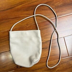 Cream leather Baggu crossbody bag